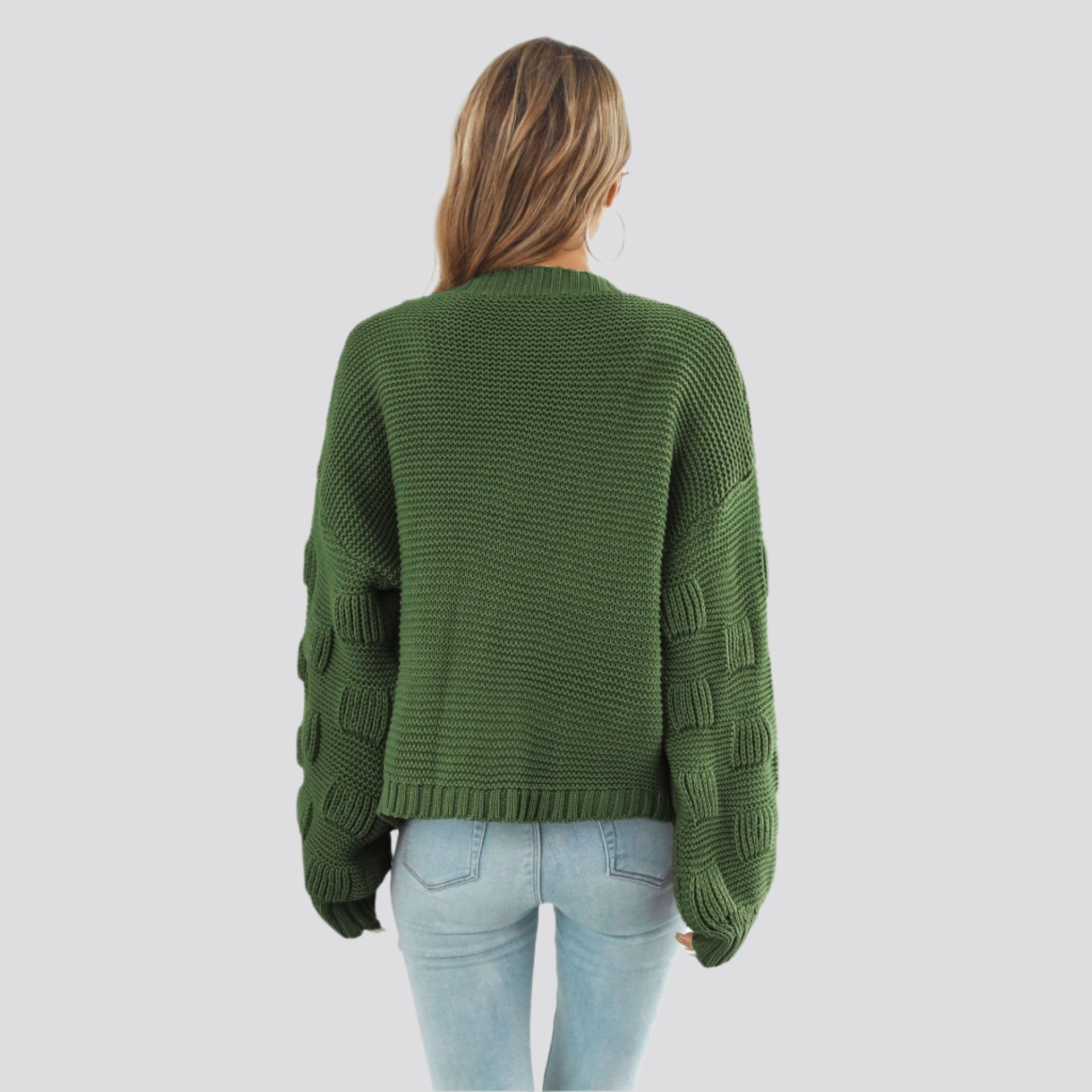 Puff Sleeve Cardigan Sweater Women Clothes Front Chunky Knitwear Coat