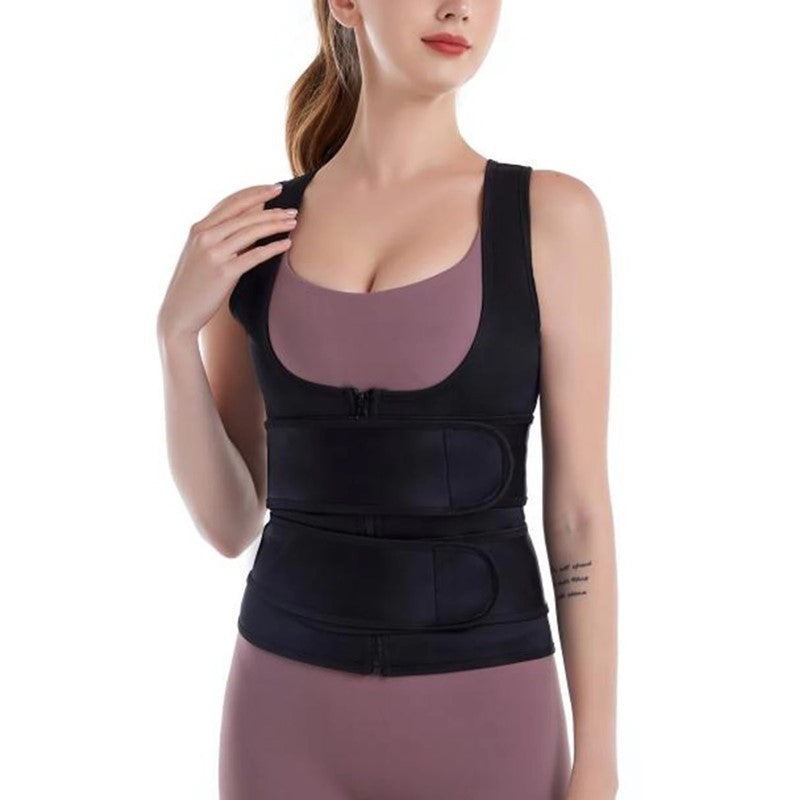 Double-belt Shapewear Women's Hemp Gray Sports Abdomen Belt Yoga Vest