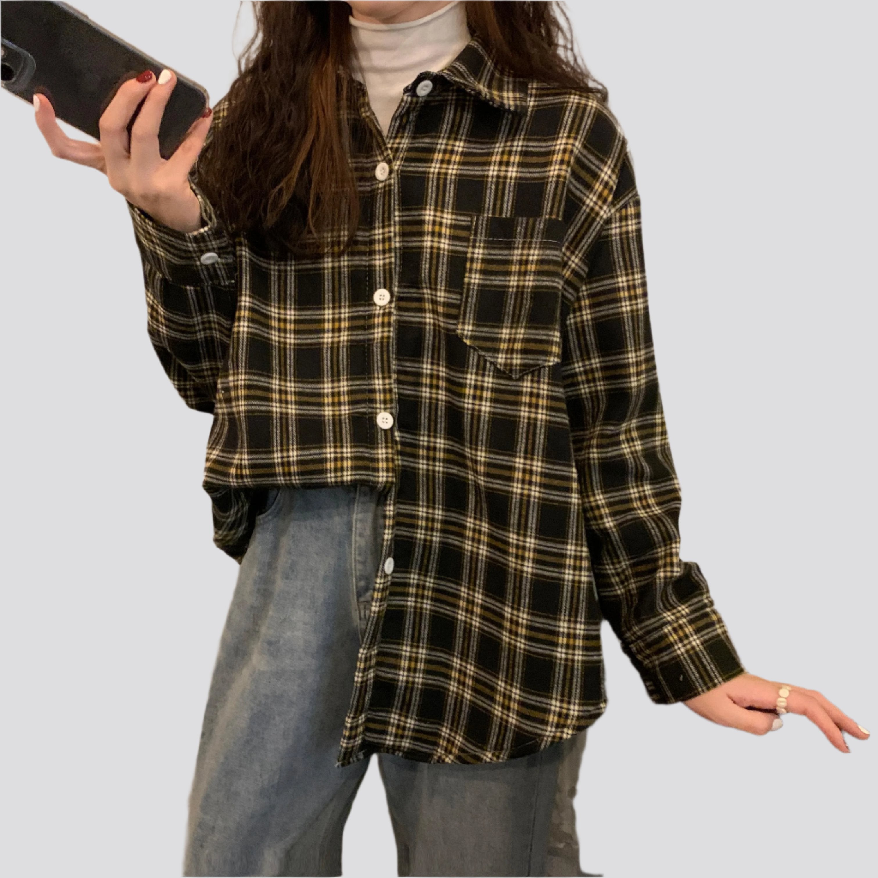 Retro plaid shirt women