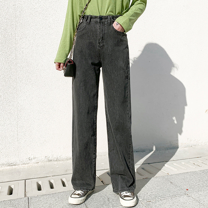 Wide Leg Jeans Vertical Fit Mopping Pants