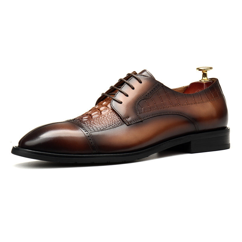 British Style Business Dress Stitching Leather Shoes