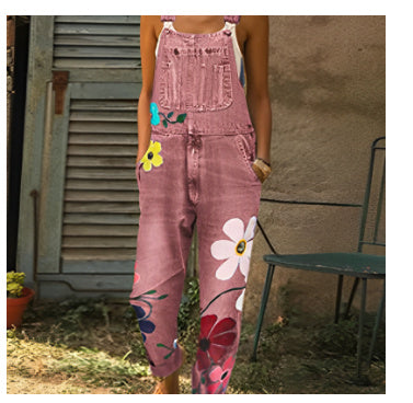 Printed Overalls, Plus Size, Amazon Wish,Sling DenimTrousers