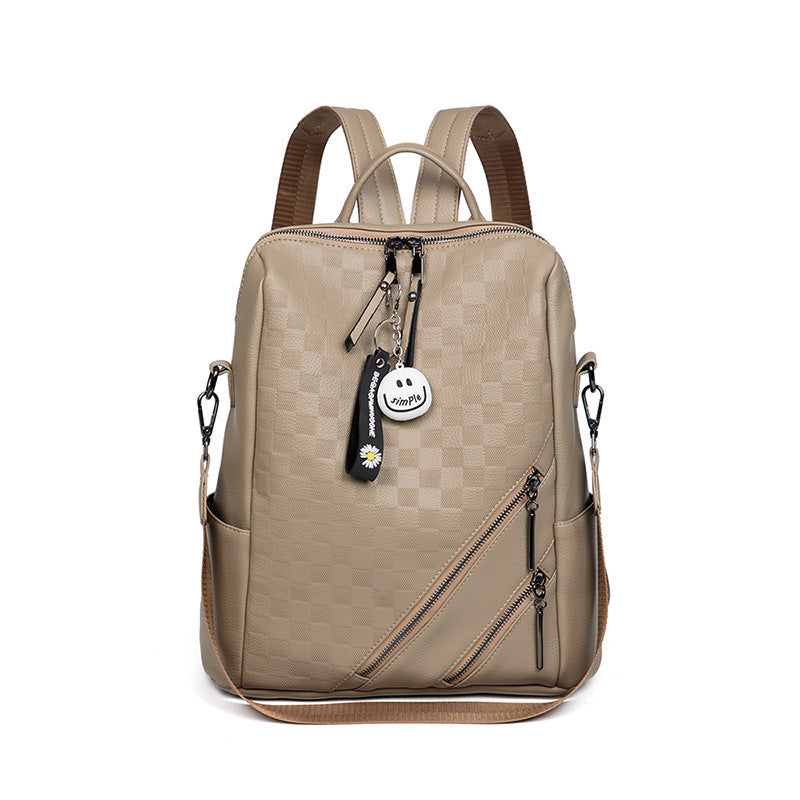 Fashion Checkerboard Backpack Casual Shoulder Bag All-match Shopping Travel Bags For Women