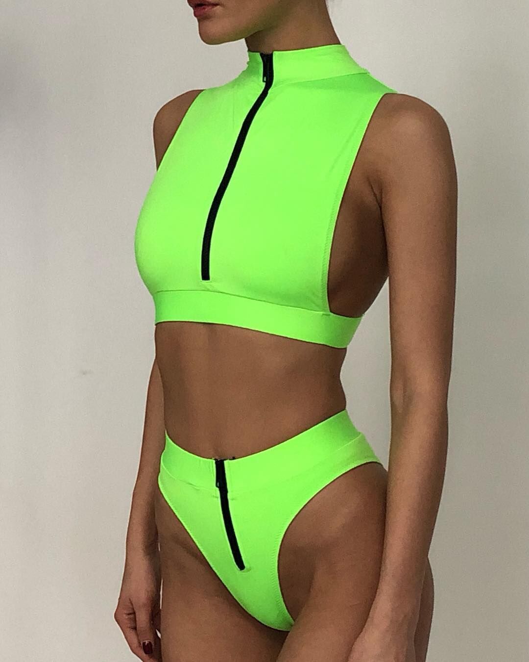 New Swimsuit Fluorescent Swimsuit Solid Bikini