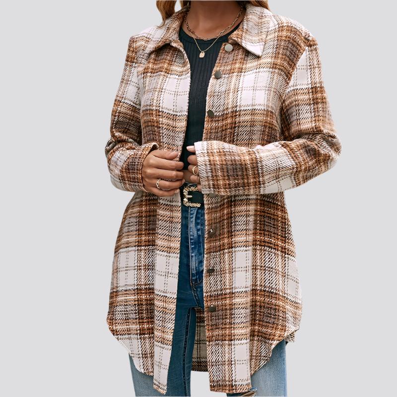 Women's Loose Casual Plush Plaid Shirt Jacket