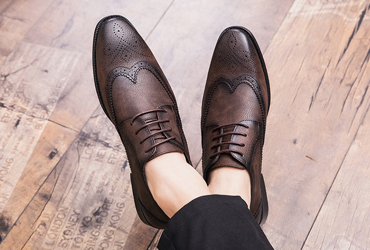 Business dress shoes with pointed toes