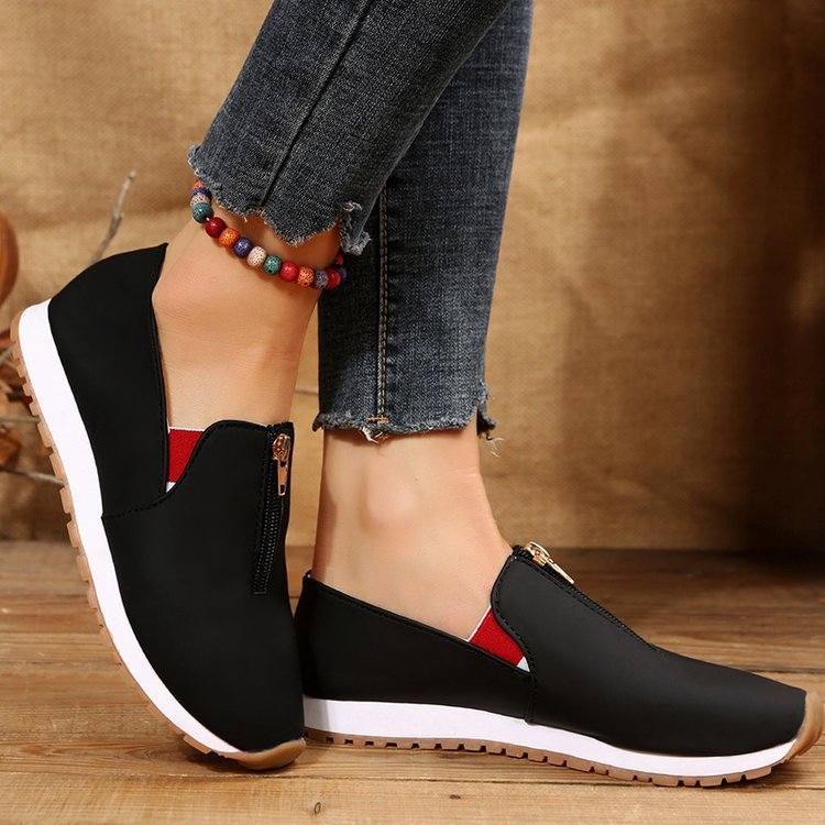 Zip Flats Shoes Comfortable Non Slip Loafers Women