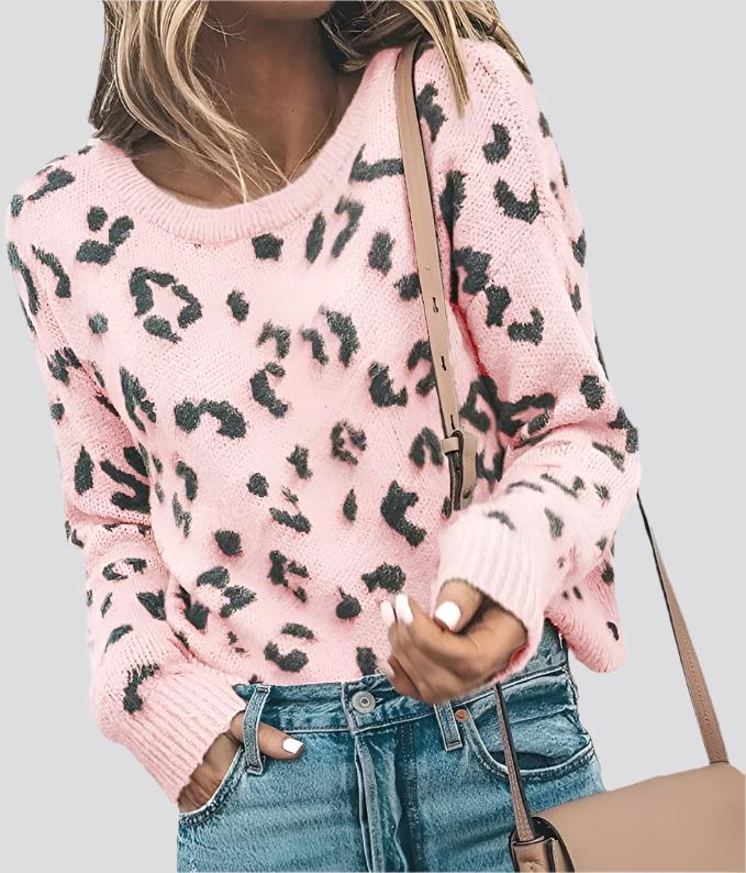 Sweater Sweater Knit Sweater Leopard Print Sweater Women