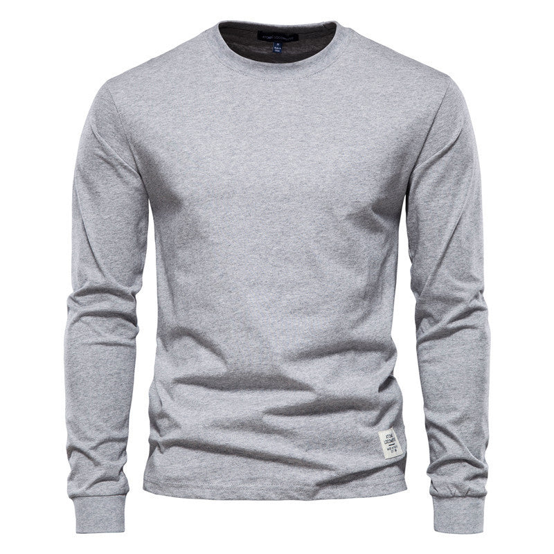 Men's Solid Color Round Neck Long-sleeved Top T-shirt