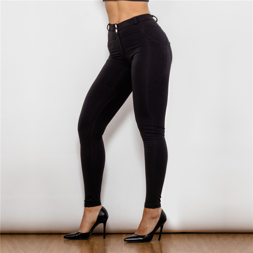 Shascullfites Melody black cotton leggings super skinny women pants push up effect bum lifting leggings