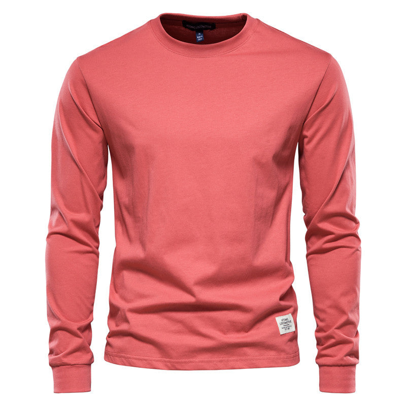 Men's Solid Color Round Neck Long-sleeved Top T-shirt