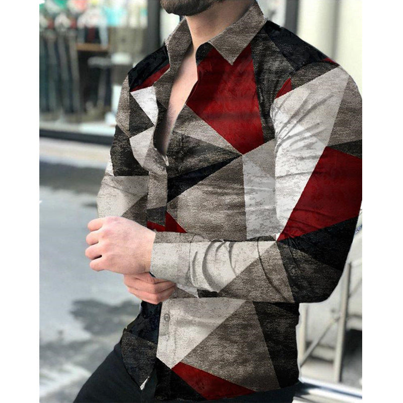 Printed Casual Long Sleeve Shirt For Men