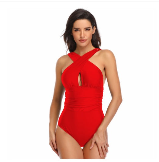 The New European And American Plus-size One-piece Swimsuits Cross