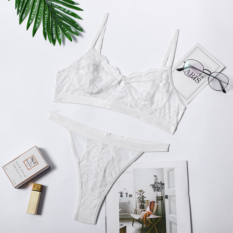 Lace sexy lingerie set without steel ring