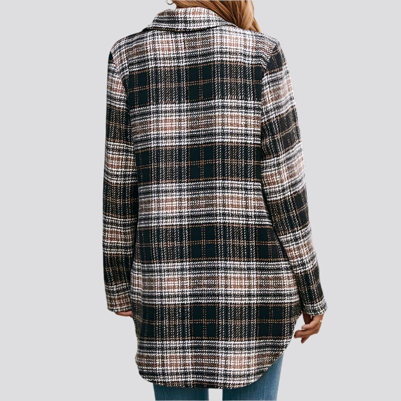 Women's Loose Casual Plush Plaid Shirt Jacket