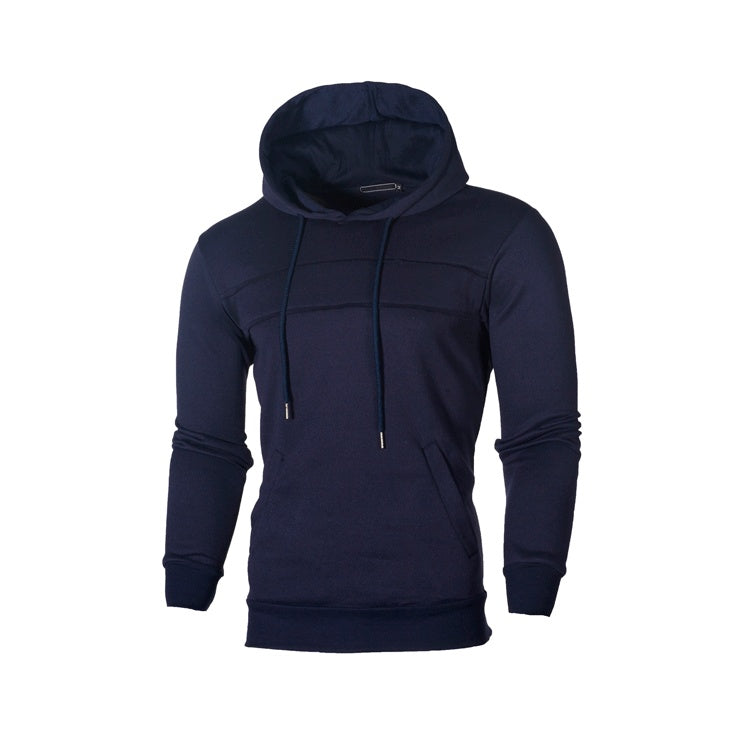 Spliced Corded Long Sleeve Hoodie Men