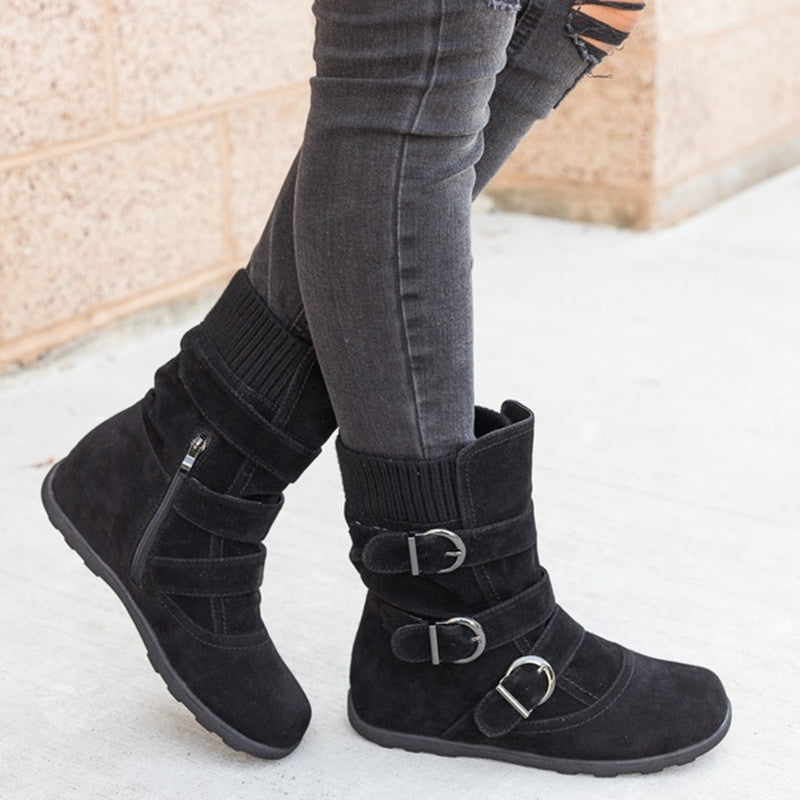 Casual Winter Boots Strap Buckle Shoes