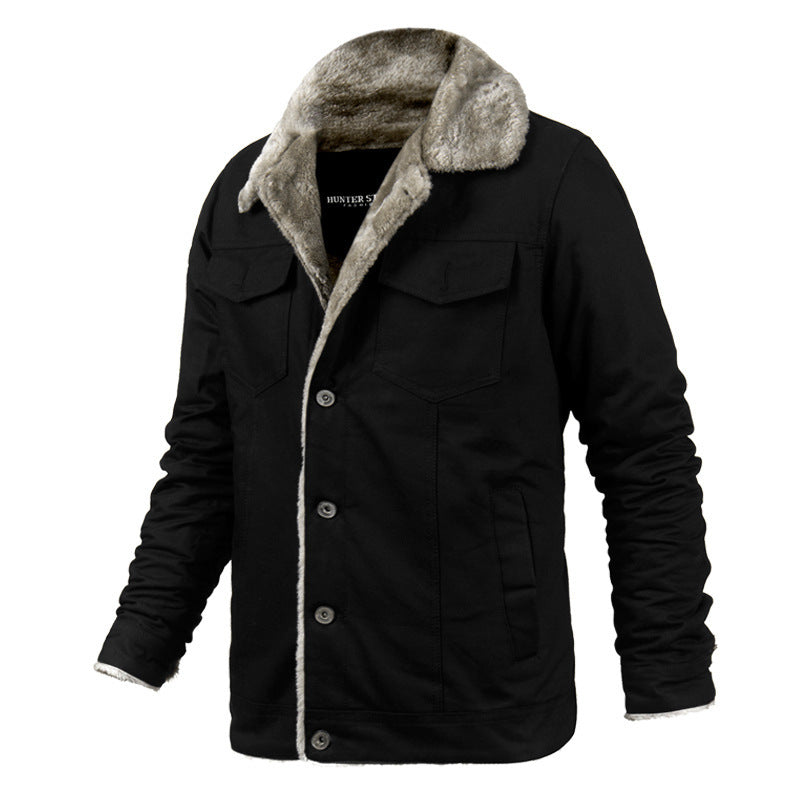 Men's Winter Plush Fleece Bomber Jacket