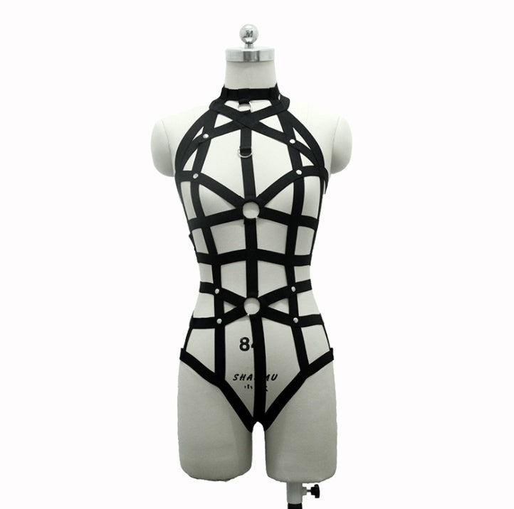 New pastel goth Women bust garterbelt sexy lingerie set gothic bust bondage garterbelt suit neck collar retail