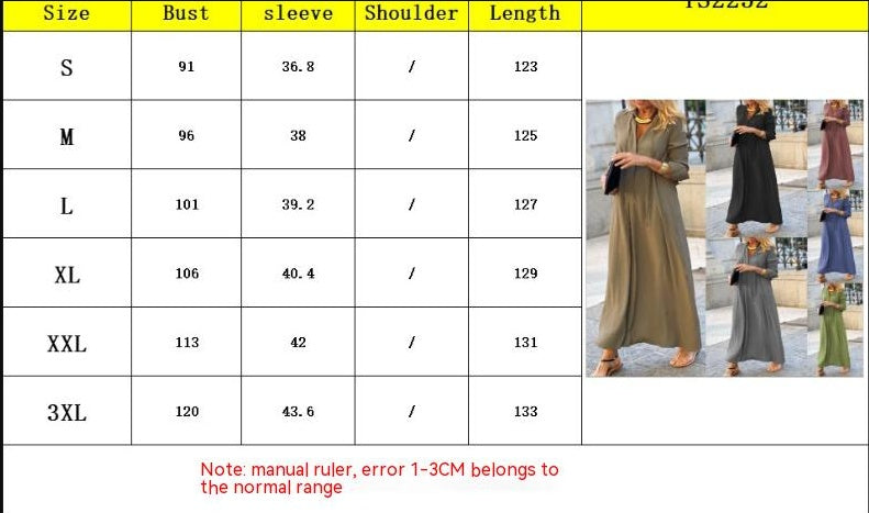 Solid Color Lapel Long Sleeve Simple Casual Long Shirt Dress