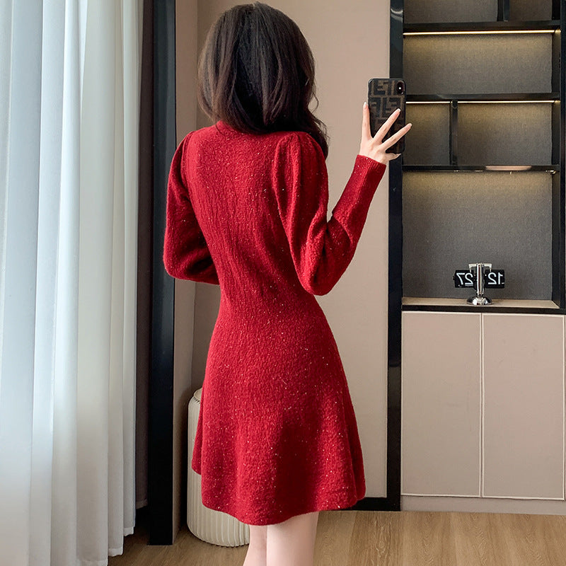 Casual New Year Christmas Shirt Waist-tight Temperament Dress