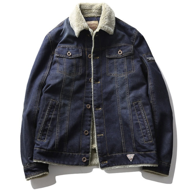 Winter Men's Fleece Casual Denim Jacket