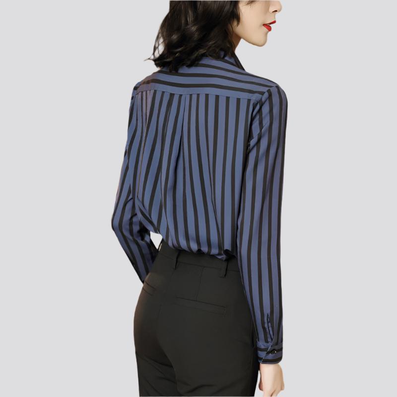 New Striped Chiffon Shirts Ladies Shirts Professional Wear Western Style