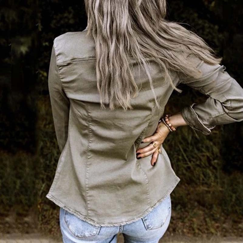 European and American mid-length denim jacket women