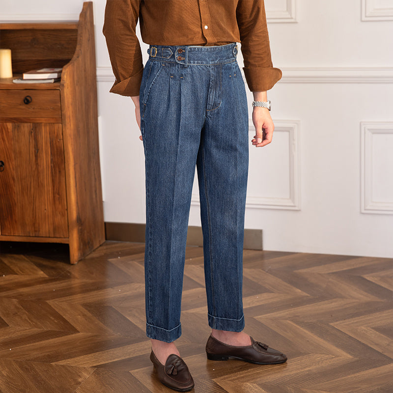 Vintage High-waisted Straight Leg Jeans For Men