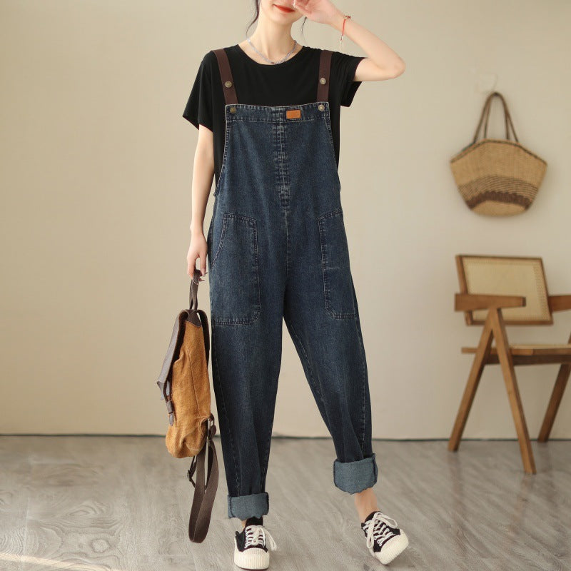 New Real Time Denim Strap Pants Women