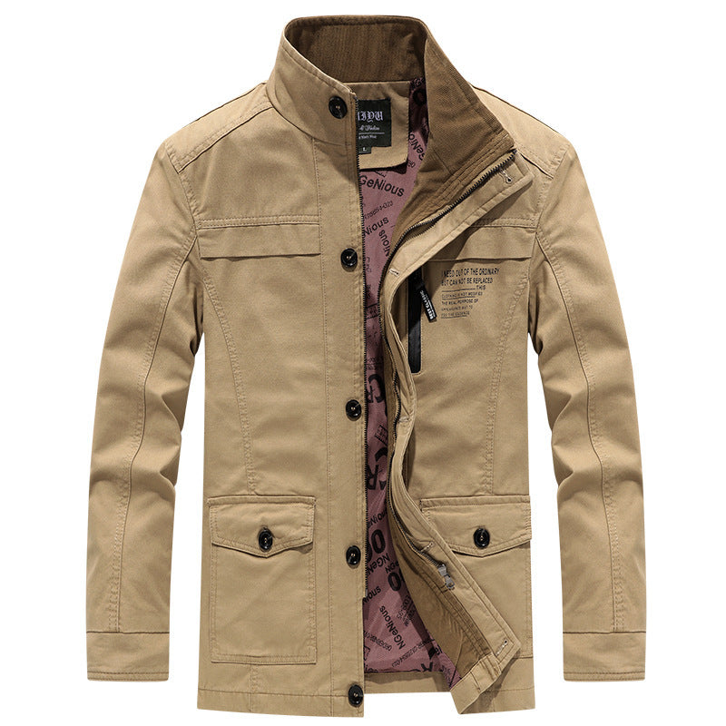 Men's Cotton Washed Coat Windbreaker Casual Jacket