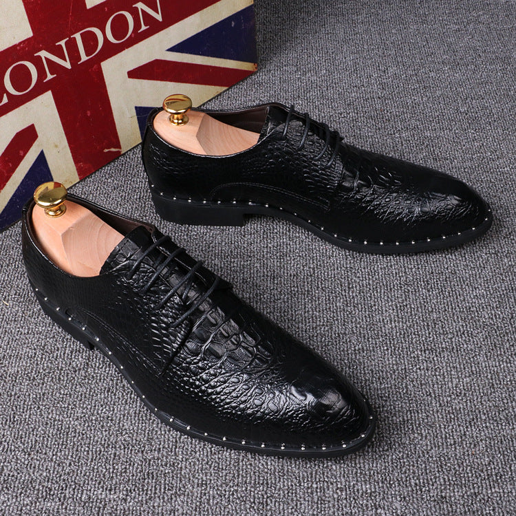 Men's  pattern pointed business dress shoes increased by 6cm