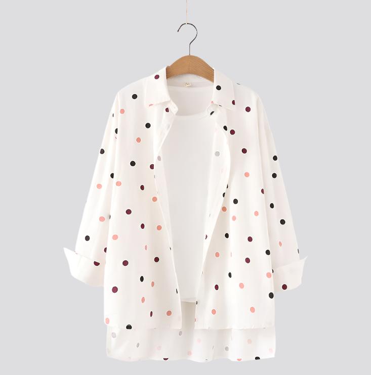 Women Polka Dot Print Blouse Shirts