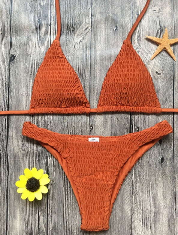 Swimsuit sexy pleated triangle bikini