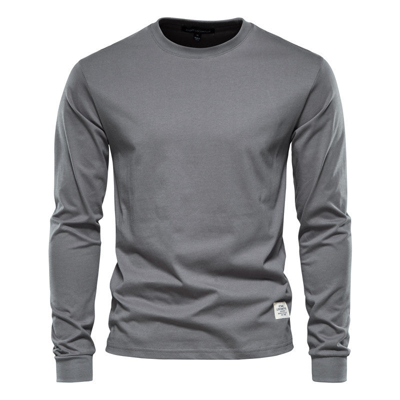 Men's Solid Color Round Neck Long-sleeved Top T-shirt