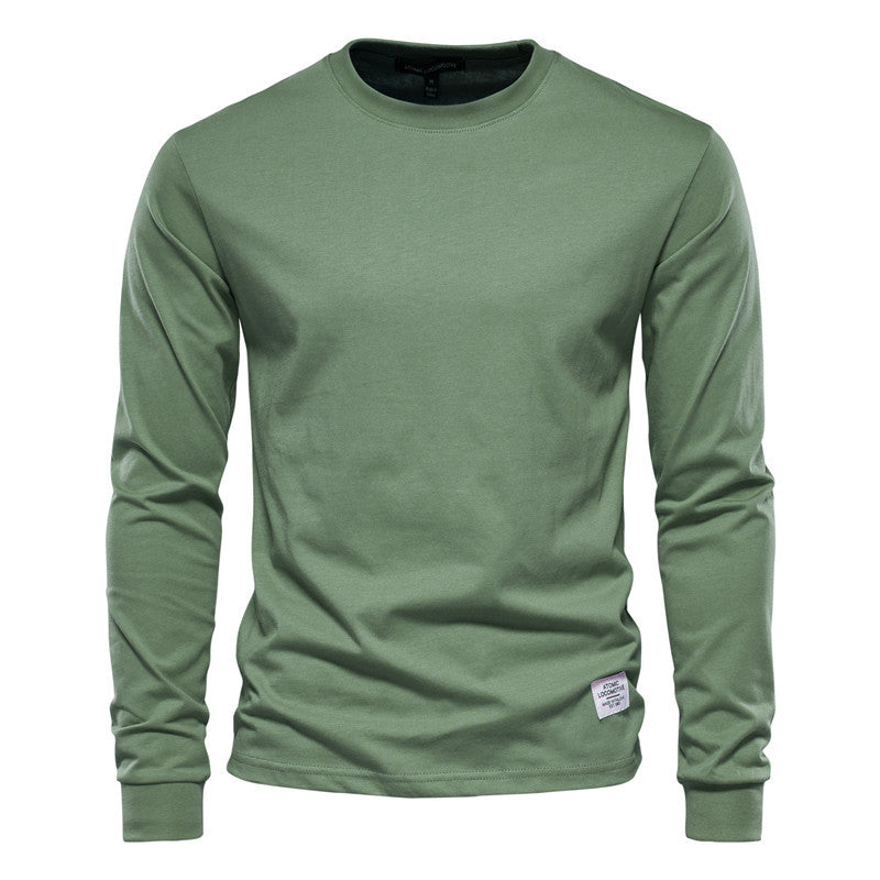 Men's Solid Color Round Neck Long-sleeved Top T-shirt