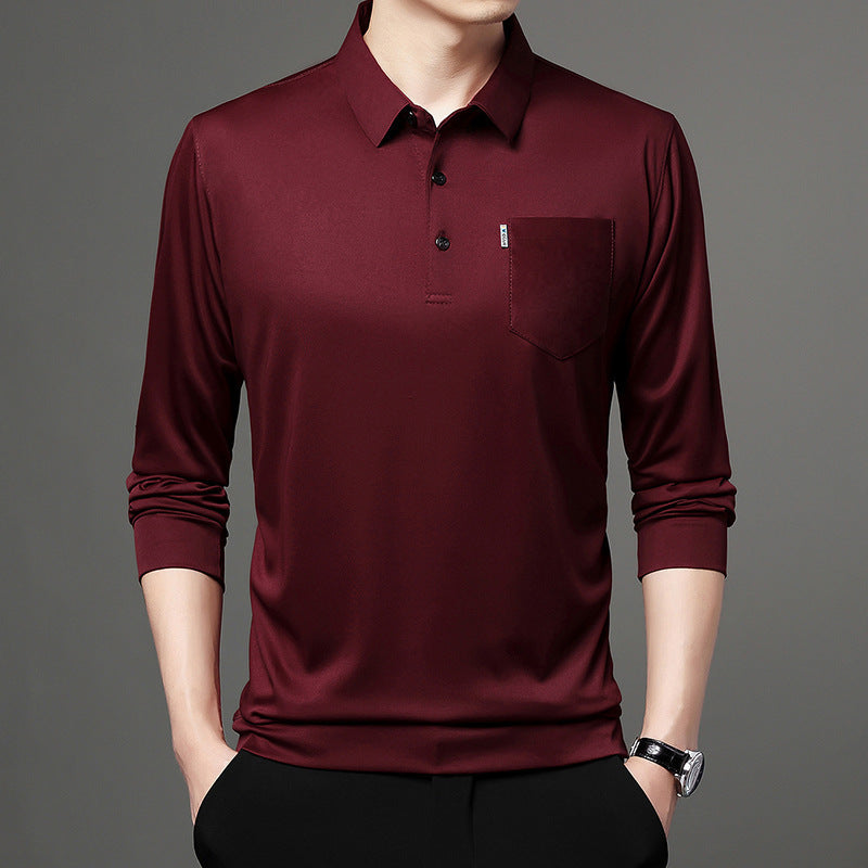 Lapel Real Pocket Long Sleeve Bottoming Shirt Men