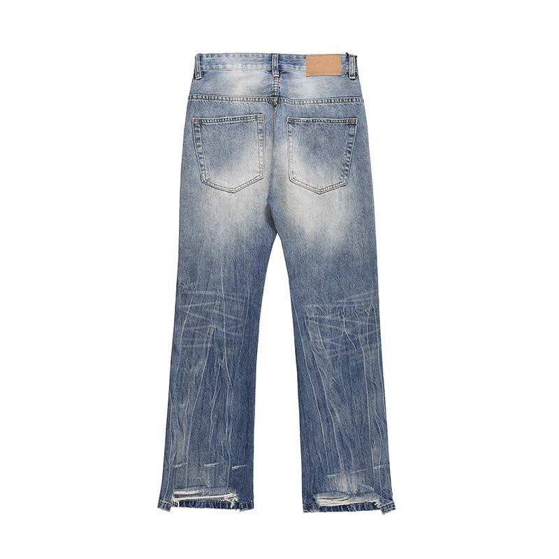 High Street American Retro Worn Looking Washed-out Ripped Skinny Jeans Men