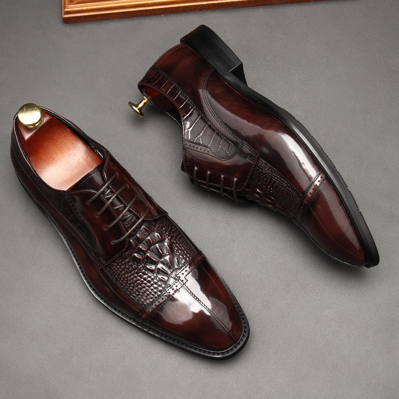 British Style Business Dress Stitching Leather Shoes