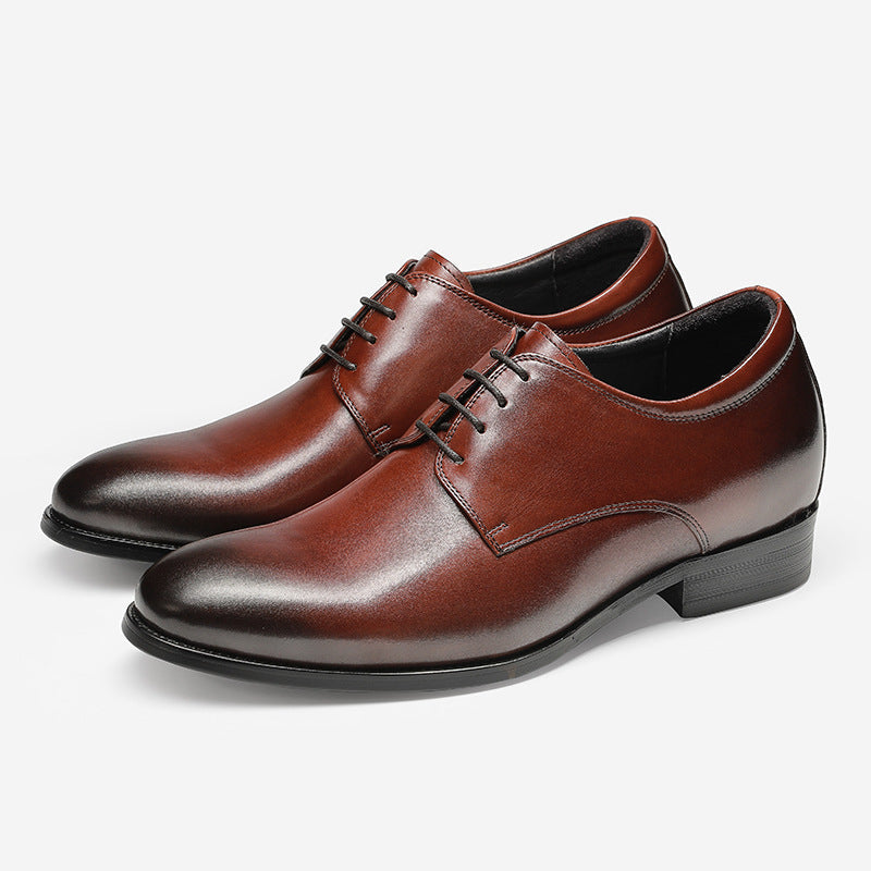 Inner Heightening Men's Smooth Toe Leather Dress Shoes