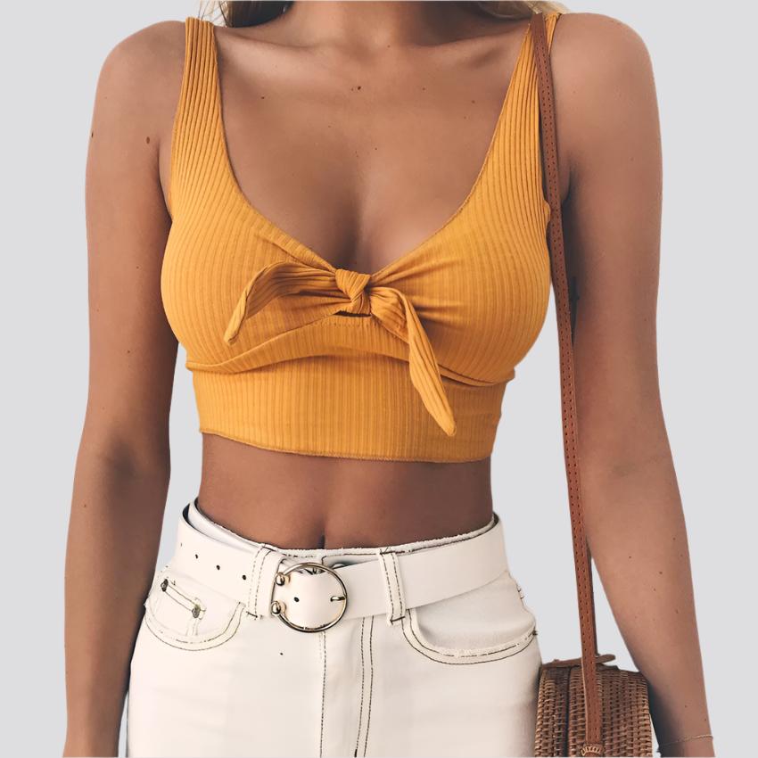 COOL RIBBED BOW CROP TOP