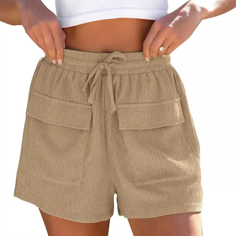 Summer Drawstring Shorts With Pockets Casual Sports Pants Womens Clothing