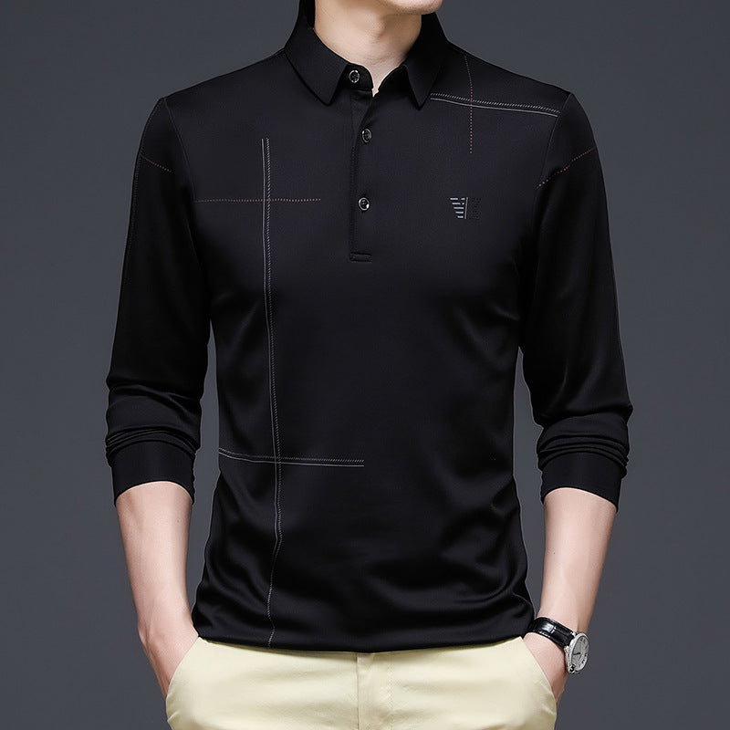 Autumn New Long-sleeved Polo Shirt Men's Business Gentleman Casual Polo Collar Long-sleeved T-shirt Men's Clothing