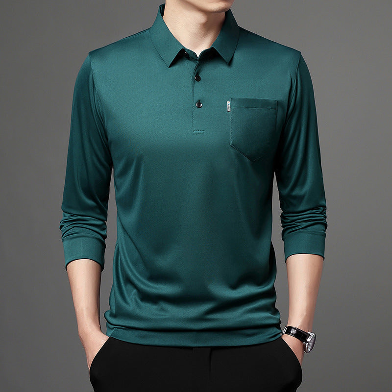 Lapel Real Pocket Long Sleeve Bottoming Shirt Men