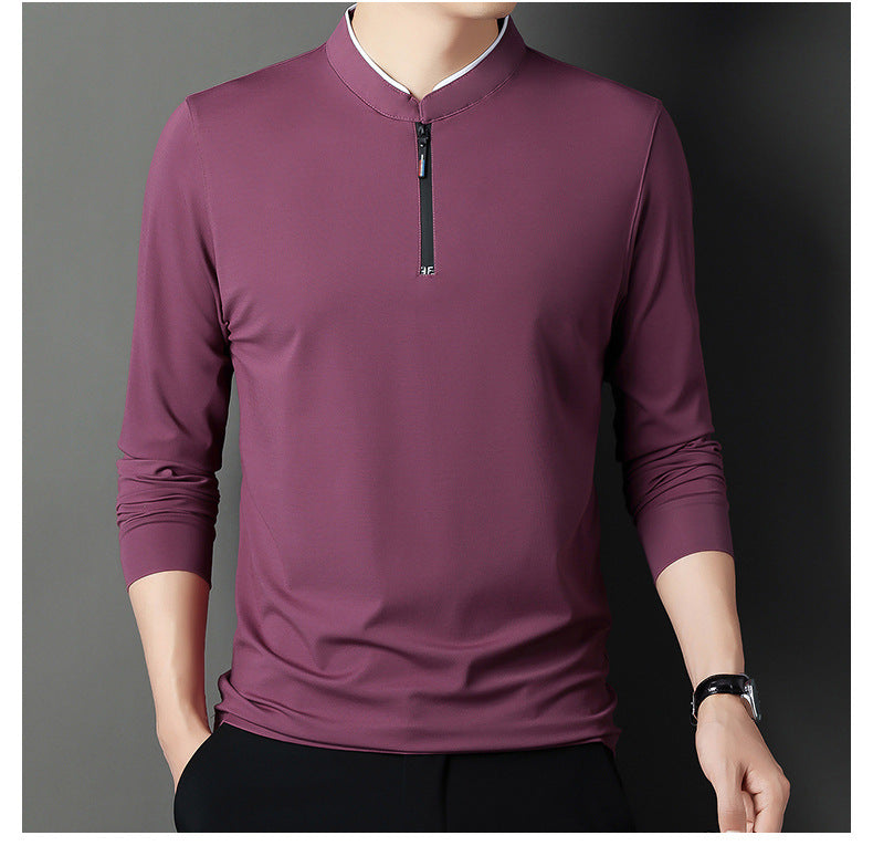 Long Sleeve T - Shirt Men Leisure Young Men Stand Collar Pull