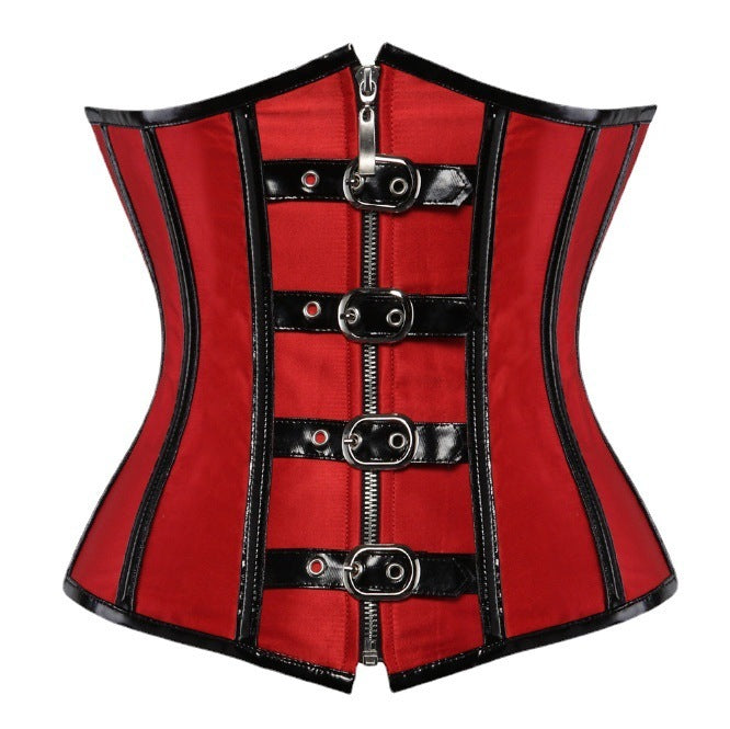 Belt Buckle Corset Red Shapewear For Women