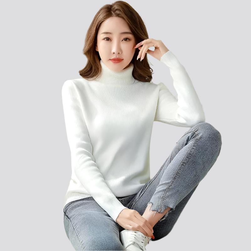 Turtle Neck Winter Sweater Women Elegant Thick Warm Female Knitted Pullover Loose Basic Knitwear