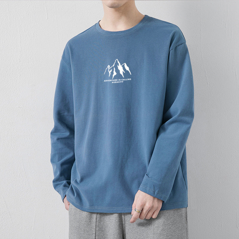 Loose Casual Cotton Long Sleeve T-shirt For Men