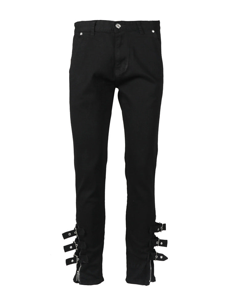 Slim-fit Black Jeans With Trousers And Zippers