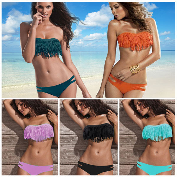 Fashion bra swimwear bikinis tassel female spa tourism suit aliexpress explosion